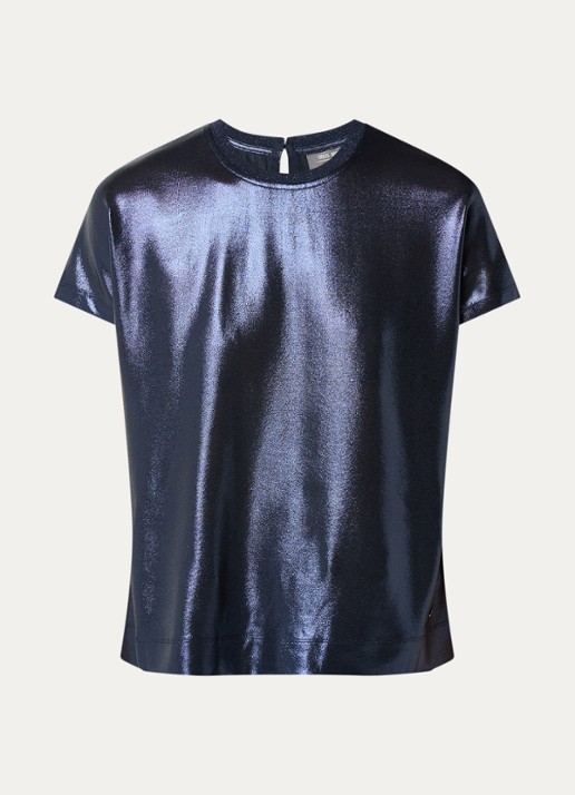 Mos Mosh MMNivola top met metallic finish - voorkant 3 donkerblauw