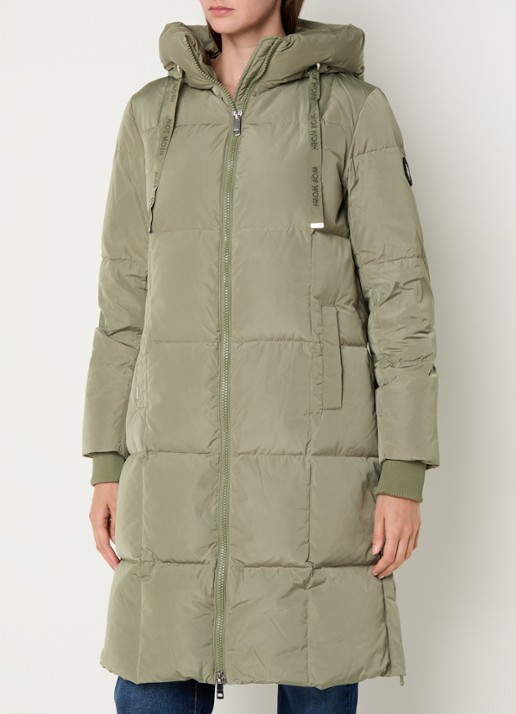 Mos Mosh MMNova longline puffer jas met steekzakken - detail lichtgroen