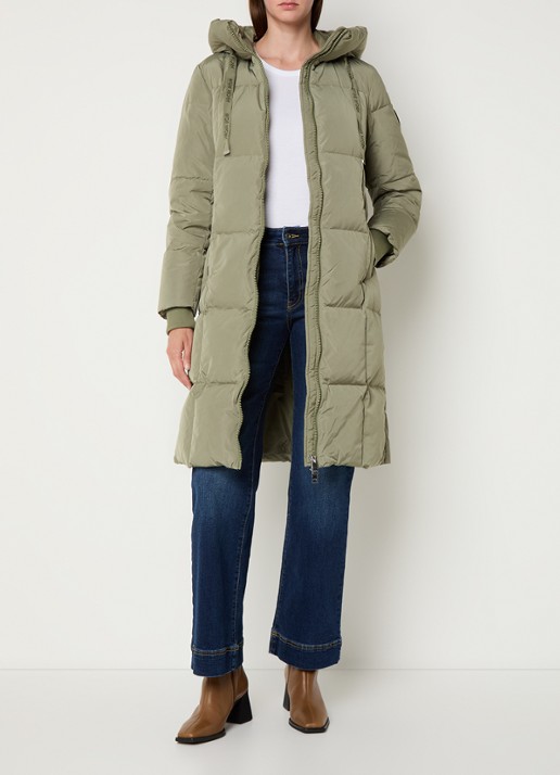 Mos Mosh MMNova longline puffer jas met steekzakken - voorkant 3 lichtgroen