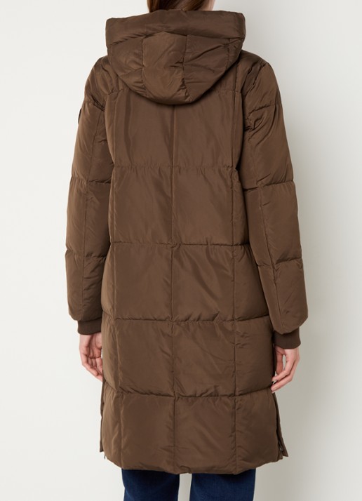 Mos Mosh MMNova longline puffer jas met steekzakken - achterkant 4 donkerbruin