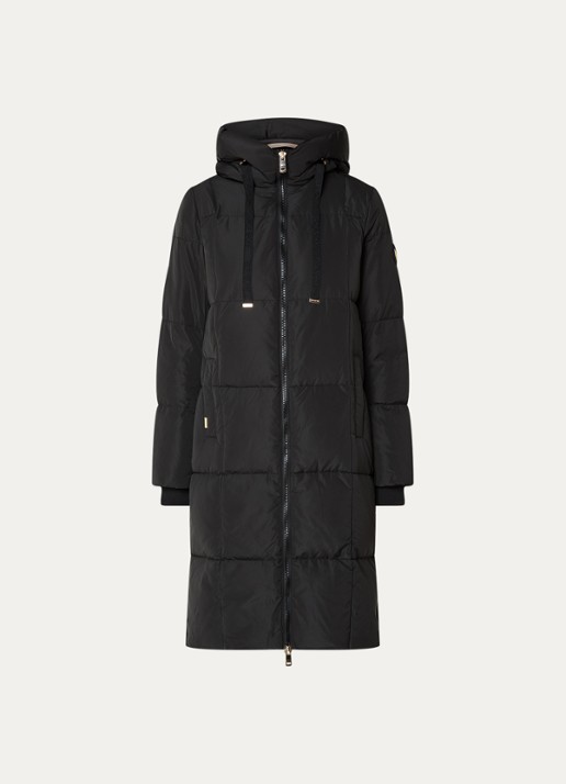Mos Mosh MMNova longline puffer jas met steekzakken - voorkant 2 diepzwart