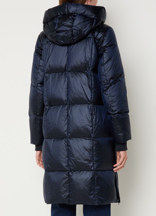 Mos Mosh MMNova longline puffer jas met steekzakken - achterkant 4 donkerblauw