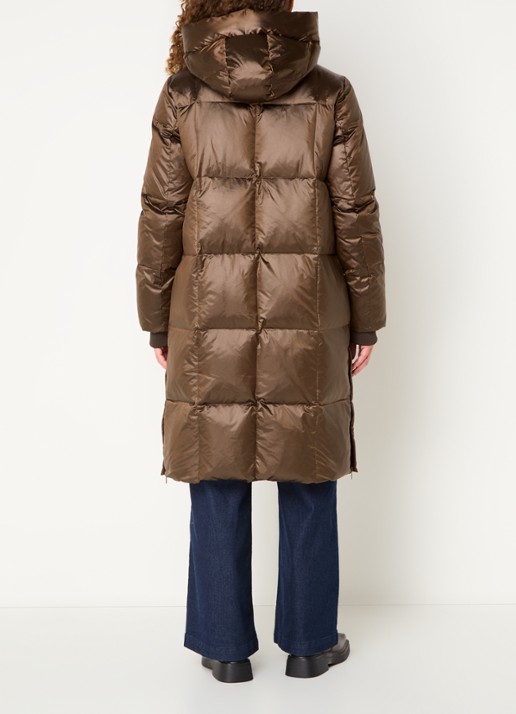 Mos Mosh MMNova longline puffer jas met steekzakken - achterkant 3 bruin