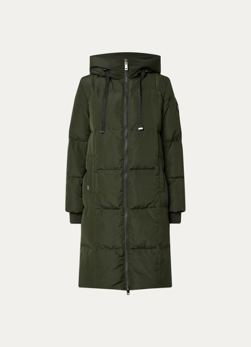 Mos Mosh MMNova longline puffer jas met steekzakken - voorkant 2 legergroen