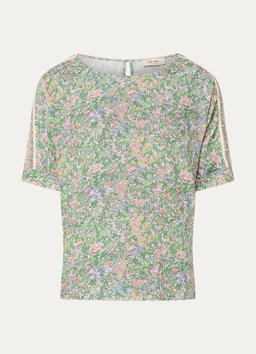 Mos Mosh MMPalma top met bloemenprint - voorkant 3 groen