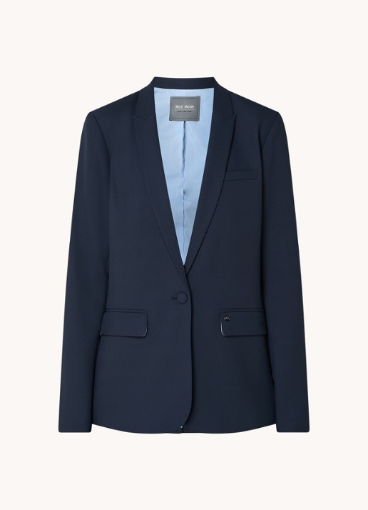 Mos Mosh MMPhoebe Miley blazer met klepzakken en schoudervulling - voorkant 2 donkerblauw