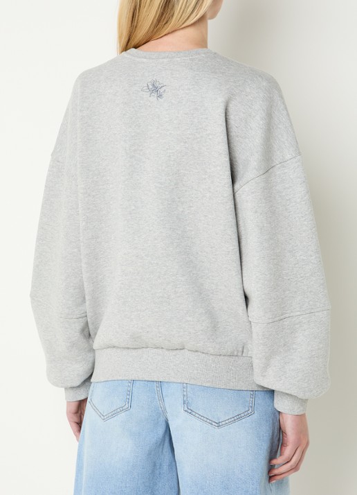 Mos Mosh MMRafia sweater met logoprint - achterkant lichtgrijs
