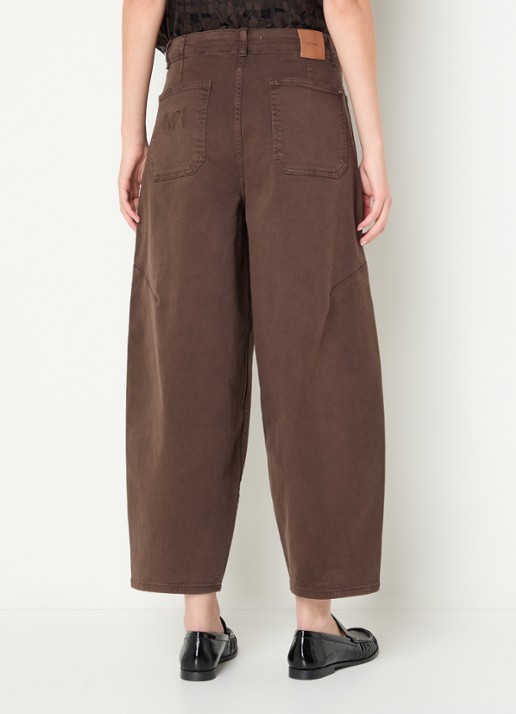 Mos Mosh MMRosy Via high waist cropped balloon fit jeans met gekleurde wassing - achterkant 2 bruin
