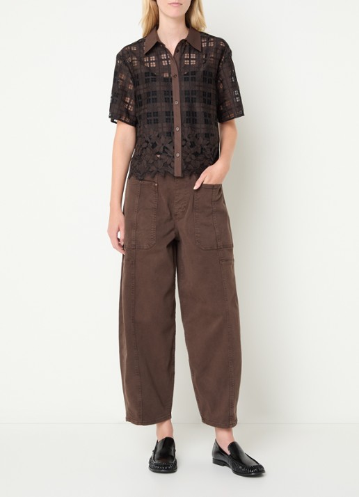 Mos Mosh MMRosy Via high waist cropped balloon fit jeans met gekleurde wassing - voorkant 4 bruin