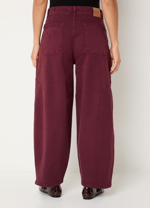 Mos Mosh MMRosy Via high waist cropped balloon fit jeans met gekleurde wassing - achterkant 4 bordeauxrood