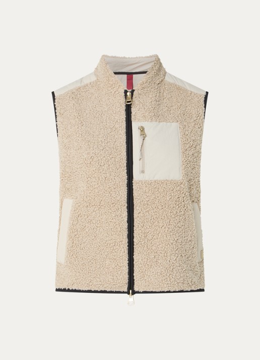 Mos Mosh MMRowe Eli bodywarmer van teddy - voorkant beige