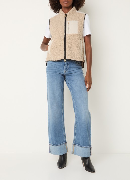 Mos Mosh MMRowe Eli bodywarmer van teddy - voorkant 2 beige