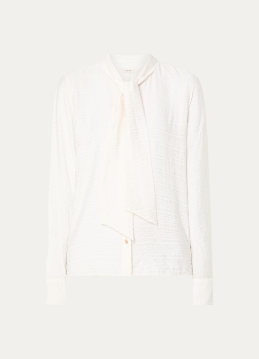 Mos Mosh MMSaba blouse met sjaalkraag - voorkant 3 gebroken wit
