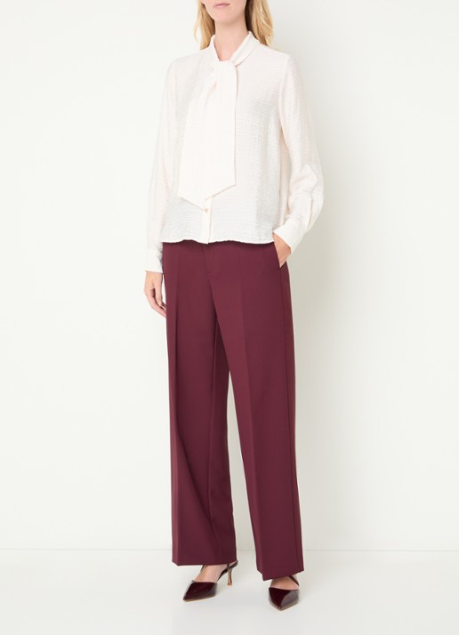 Mos Mosh MMSaba blouse met sjaalkraag - voorkant 4 gebroken wit