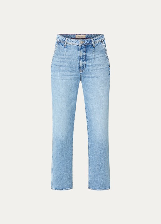Mos Mosh MMSandie Ray high waist straight leg cropped jeans met lichte wassing - voorkant 3 indigo