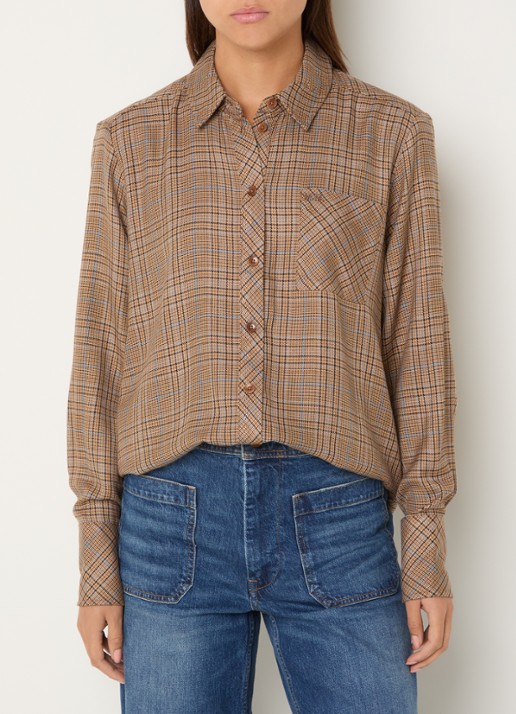 Mos Mosh MMSanni Kalif blouse in wolblend met ruitdessin