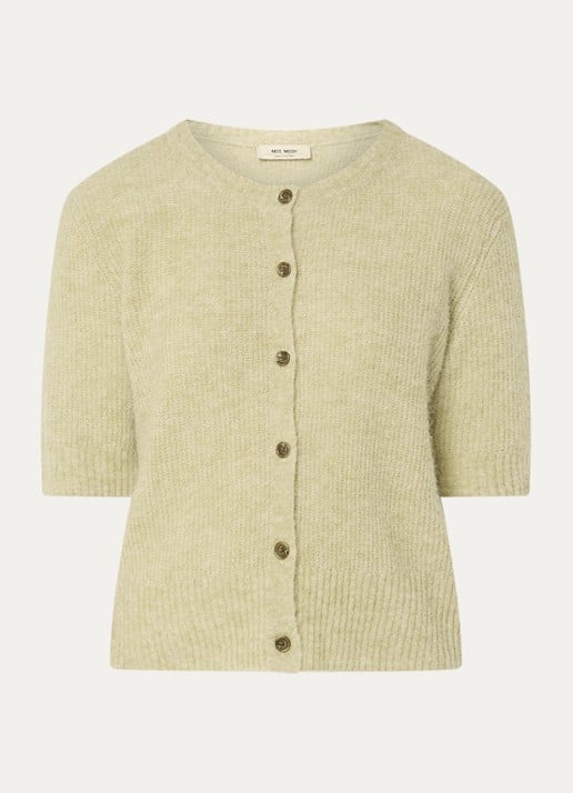 Mos Mosh MMThora grofgebreid vest in alpaca wolblend - voorkant lindegroen