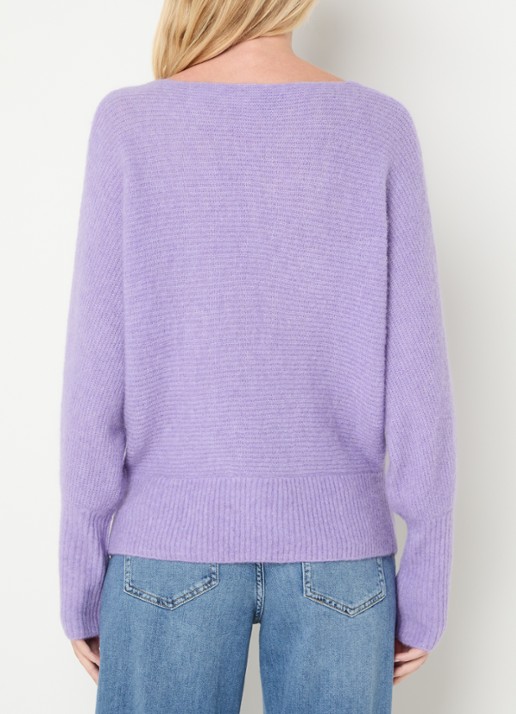 Mos Mosh MMThora grofgebreide trui in alpaca wolblend met boothals - achterkant 3 violet