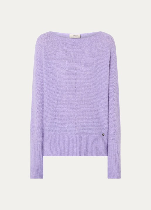 Mos Mosh MMThora grofgebreide trui in alpaca wolblend met boothals - voorkant violet