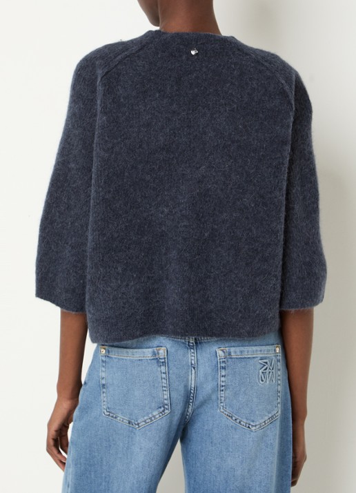 Mos Mosh MMThora Lizet grofgebreid vest in kasjmierblend - achterkant 4 donkerblauw
