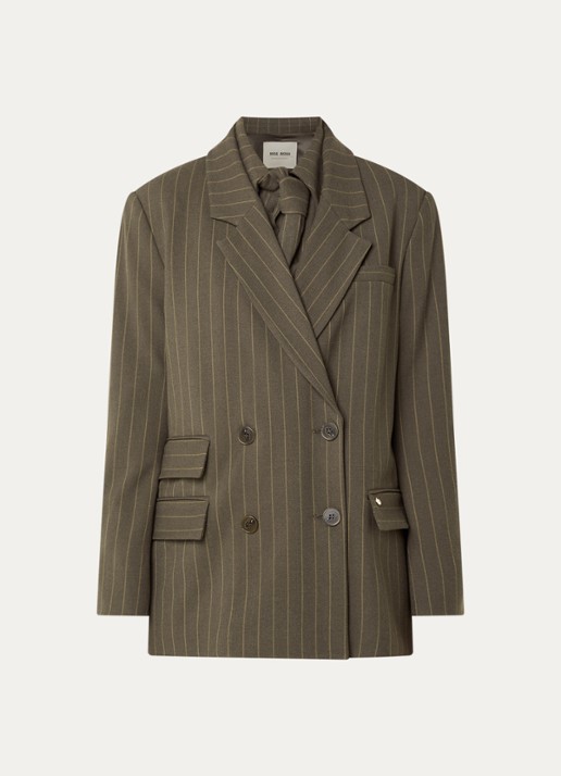 Mos Mosh MMZalo York blazer met streepprint - voorkant 2 donkerbeige