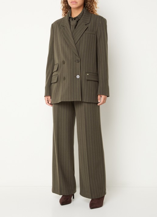 Mos Mosh MMZalo York blazer met streepprint - voorkant 3 donkerbeige