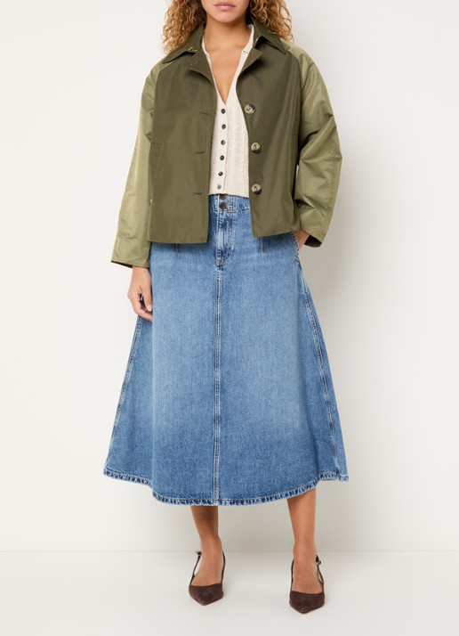 Mos Mosh MMZyla trenchcoat met steekzakken - voorkant 4 olijfgroen