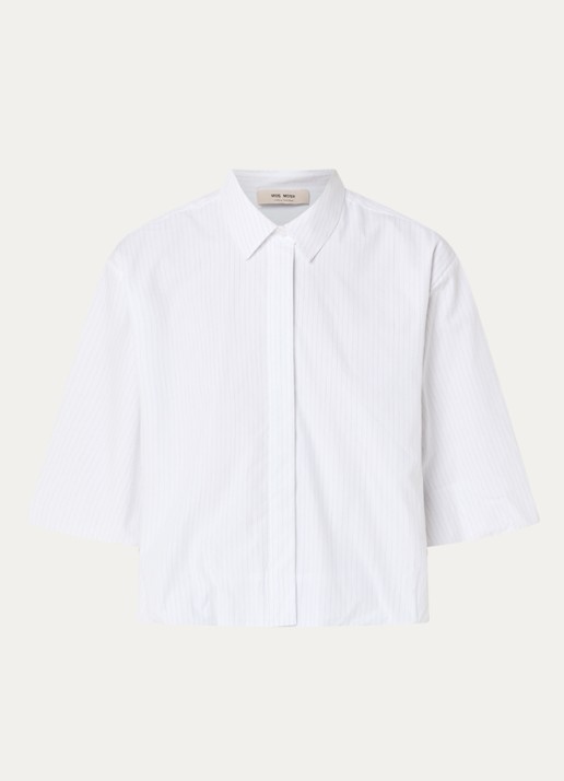 Mos Mosh Nylah blouse met pofmouw - voorkant 3 wit