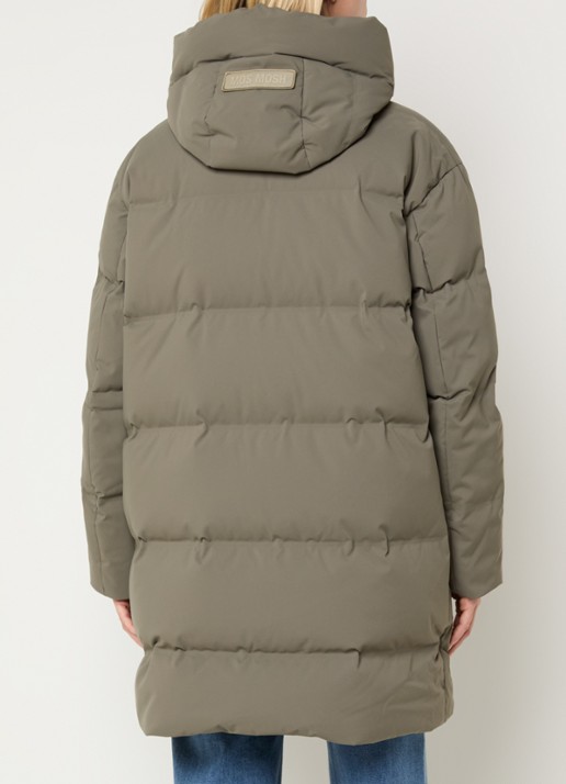 Mos Mosh Puffer jack met donsvulling en steekzakken - achterkant olijfgroen