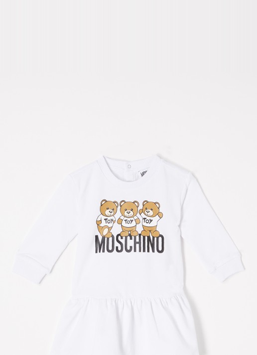 Moschino Trui-jurk met logoprint - voorkant 2 wit