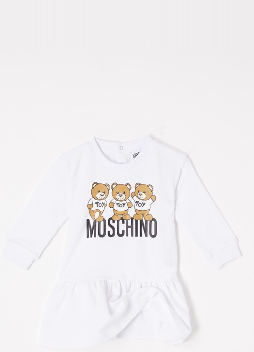 Moschino Trui-jurk met logoprint - voorkant 3 wit