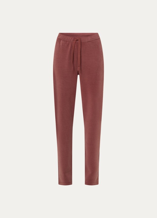 Moscow Almas high waist slim fit joggingbroek met steekzakken - voorkant 2 roodbruin