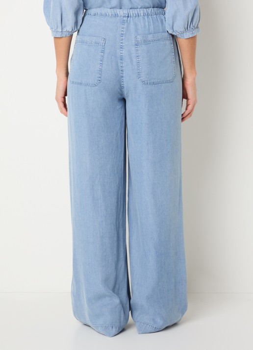 Moscow Barrow high waist wide fit broek van chambray - achterkant 4 indigo