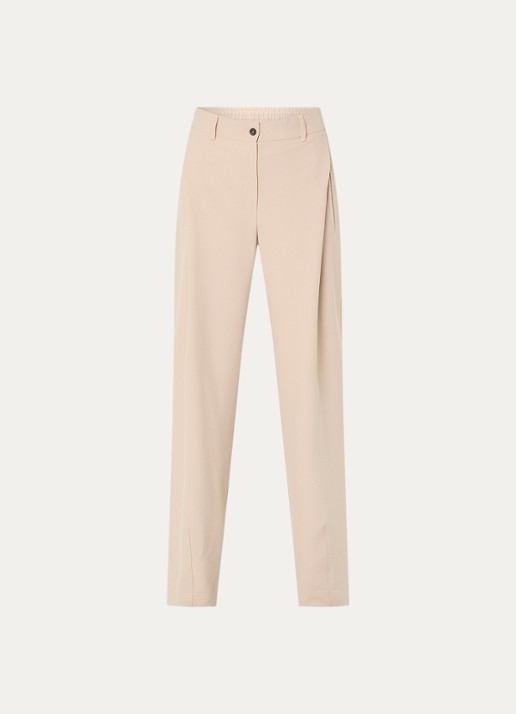 Moscow Colette high waist straight fit pantalon met steekzakken - voorkant 3 beige
