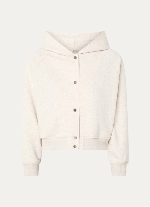 Moscow Elmy sweatvest met capuchon en steekzakken - voorkant beige