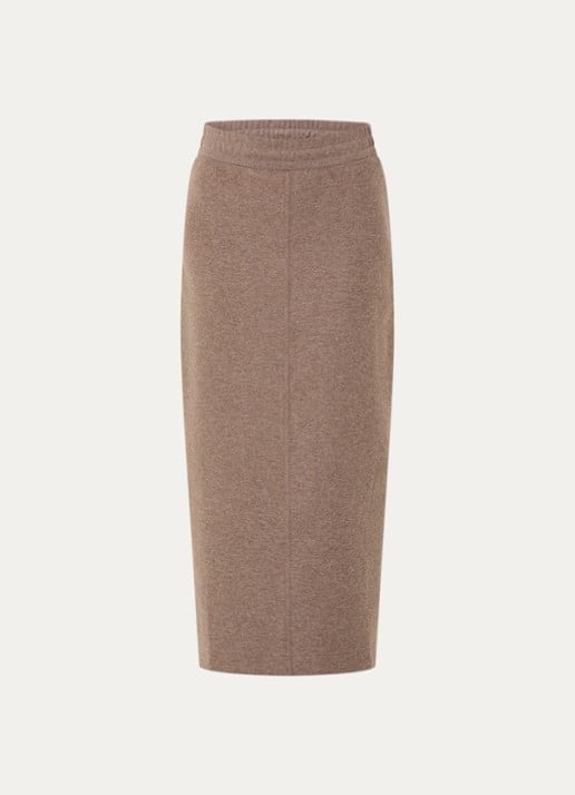Moscow Faith maxi rok met stretch - voorkant 2 donkerbeige