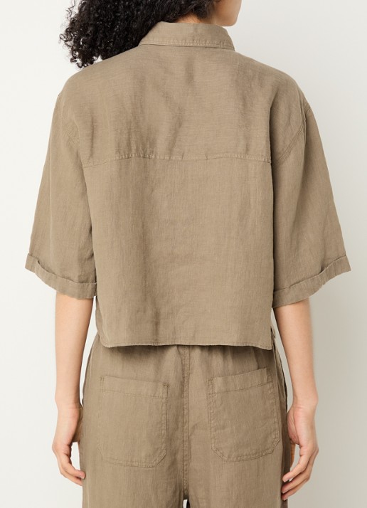 Moscow Lady blouse van linnen - achterkant khaki