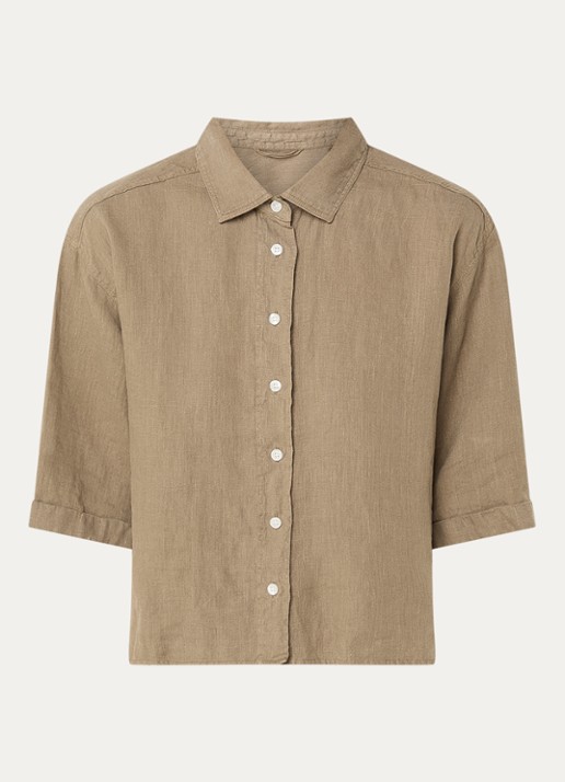 Moscow Lady blouse van linnen - voorkant 3 khaki