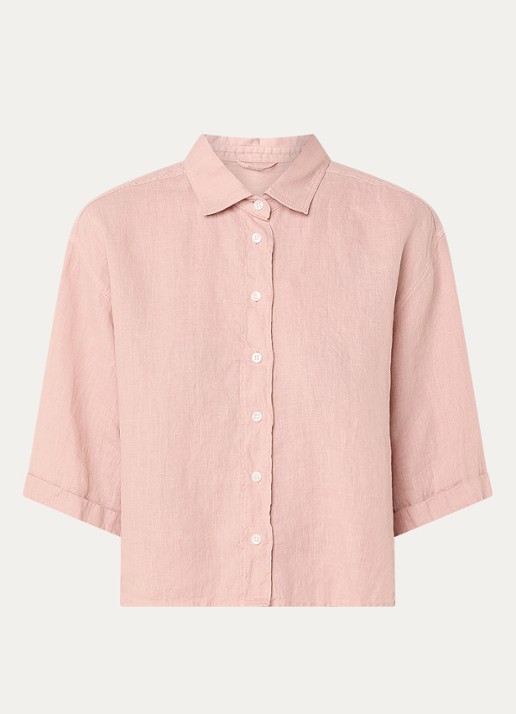 Moscow Lady blouse van linnen - voorkant lichtroze