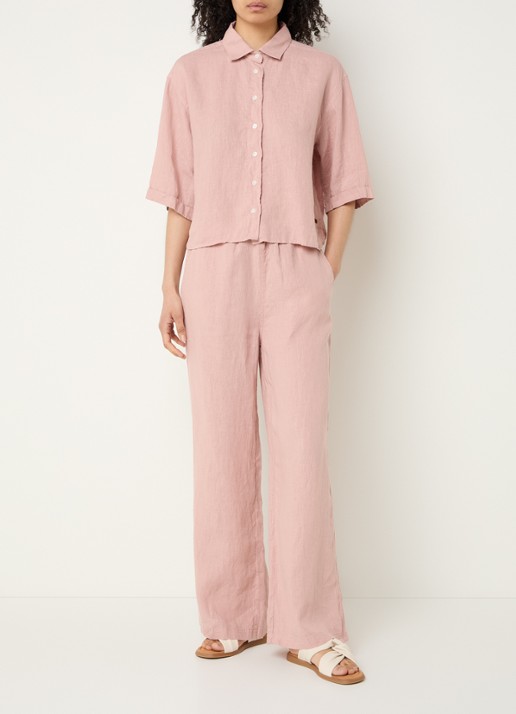 Moscow Lady blouse van linnen - voorkant 2 lichtroze