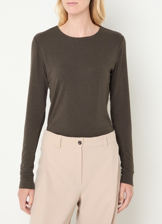 Moscow Lucia longsleeve met ronde hals - detail 2 antraciet