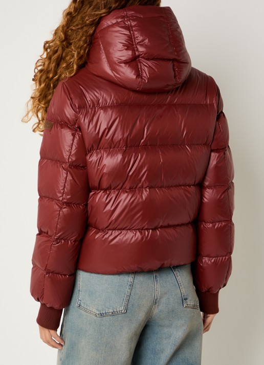 Moscow Marcy puffer jack met donsvulling en afneembare capuchon - achterkant 2 roodbruin