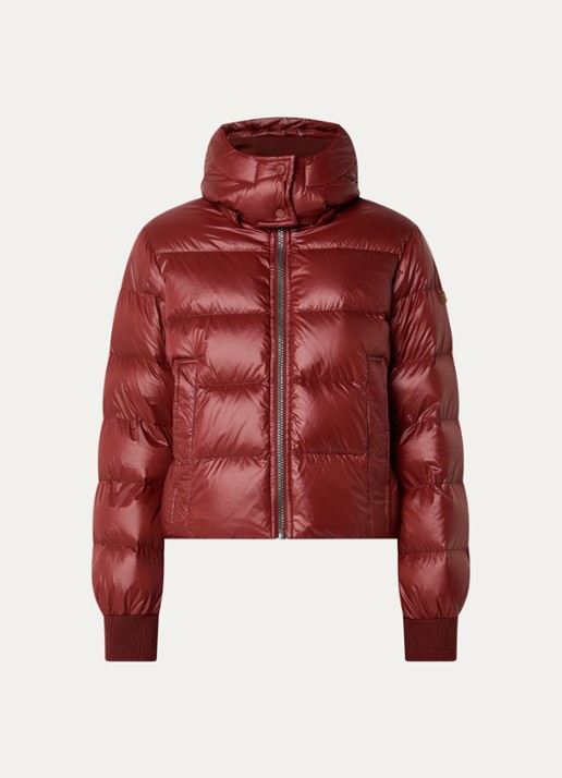 Moscow Marcy puffer jack met donsvulling en afneembare capuchon - voorkant 3 roodbruin