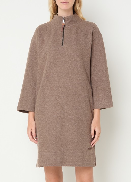 Moscow Mini trui-jurk met halve rits - detail donkerbeige
