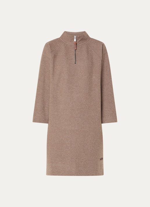Moscow Mini trui-jurk met halve rits - voorkant 2 donkerbeige