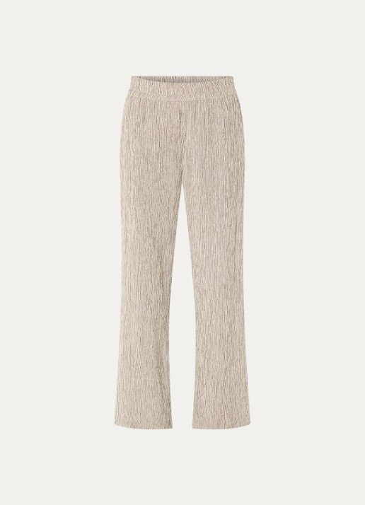Moscow Percy high waist wide fit broek met steekzakken - voorkant zand