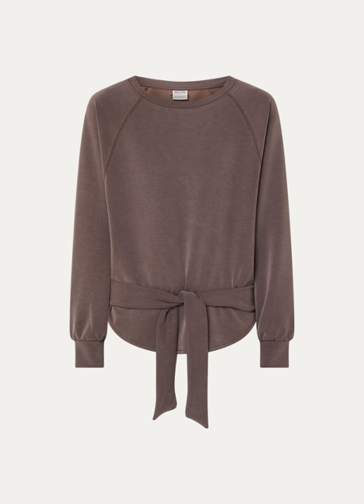 Moscow Romy sweater met strikceintuur - voorkant 2 bruin