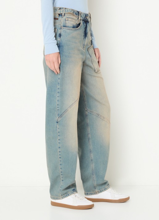 Moscow Rose high waist straight leg jeans met lichte wassing - detail 2 jeans