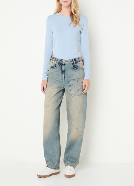 Moscow Rose high waist straight leg jeans met lichte wassing - voorkant 4 jeans