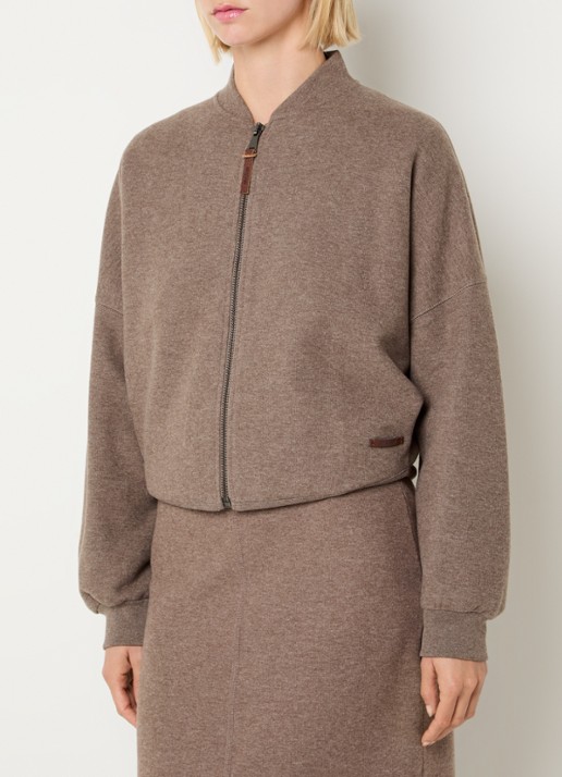 Moscow Saskia fijngebreid vest met opstaande kraag - detail 3 donkerbeige